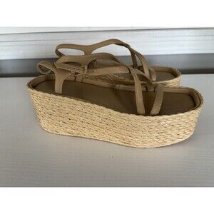 Vince Maxine 2 Women's Raffia Platform Wedge Sandals, Blonde Le, Size 8